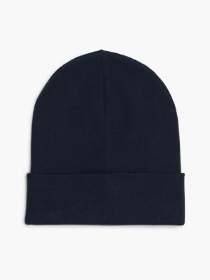 black logo embroidery beanie hat for men tommy jeans