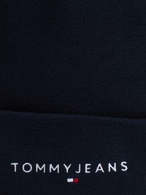 black logo embroidery beanie hat for men tommy jeans