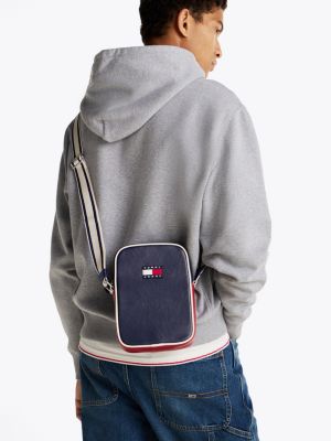 sac reporter city à bandoulière contrastée bleu pour hommes tommy jeans