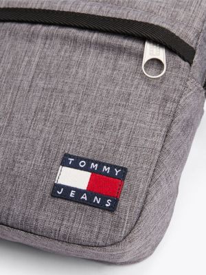 grey essential repeat logo reporter bag for men tommy jeans