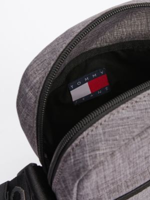 grey essential repeat logo reporter bag for men tommy jeans