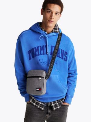 grey essential repeat logo reporter bag for men tommy jeans