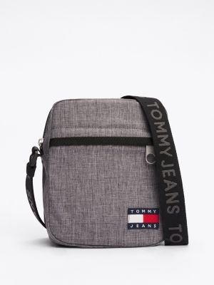 grey essential repeat logo reporter bag for men tommy jeans