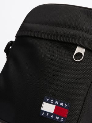 schwarz essential crossbody-reportertasche mit logo für herren - tommy jeans