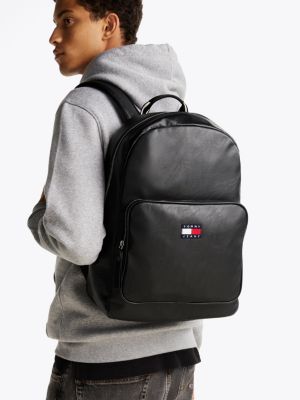 schwarz city kuppelförmiger rucksack mit logo für herren - tommy jeans