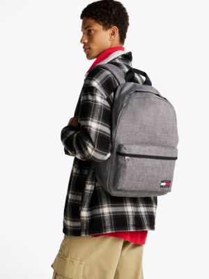 grey essential repeat logo textile backpack for men tommy jeans