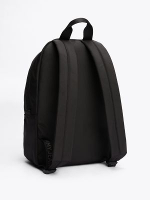 black essential repeat logo strap dome backpack for men tommy jeans