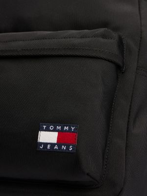 black essential repeat logo strap dome backpack for men tommy jeans