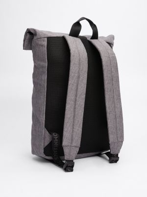 grey essential textile roll-top backpack for men tommy jeans