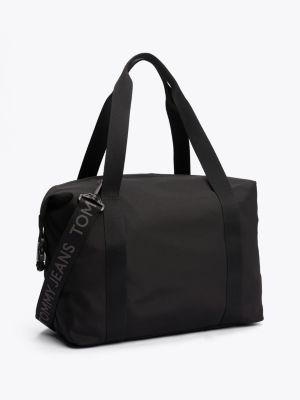 black essential repeat logo duffel bag for men tommy jeans