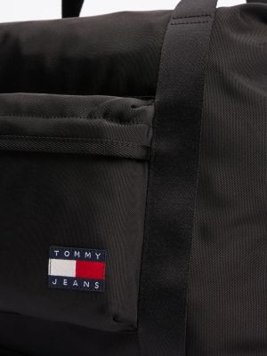 black essential repeat logo duffel bag for men tommy jeans