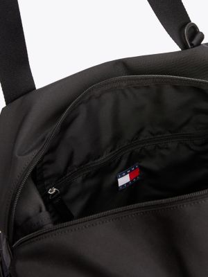 black essential repeat logo duffel bag for men tommy jeans