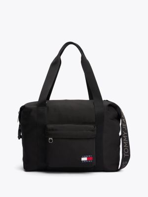 black essential repeat logo duffel bag for men tommy jeans