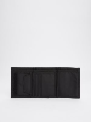 black essential logo trifold wallet for men tommy jeans