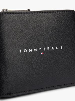 black bifold credit card and coin wallet for men tommy jeans