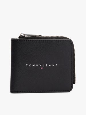 black bifold credit card and coin wallet for men tommy jeans