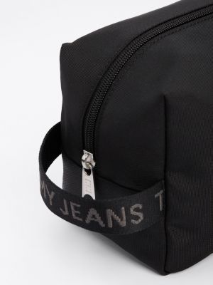 black essential logo washbag for men tommy jeans