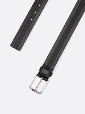black ledergürtel mit verlängerter flag für herren - tommy jeans