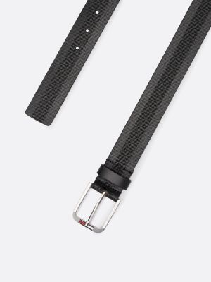 black elongated flag leather belt for men tommy jeans