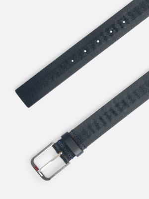 cintura in pelle con bandierina allungata nero da uomini tommy jeans