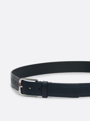 cintura in pelle con bandierina allungata nero da uomini tommy jeans