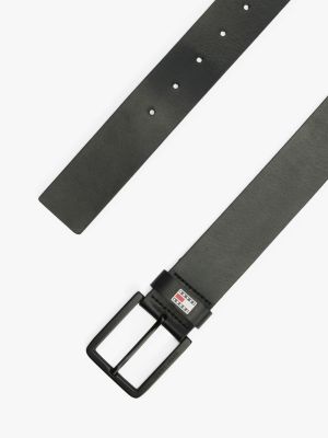 black tonal leather belt for men tommy jeans