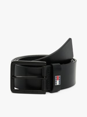 ceinture en cuir ton sur ton black pour hommes tommy jeans