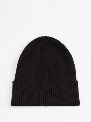 black heritage rib-knit beanie for men tommy jeans