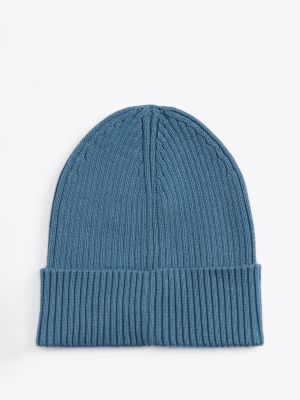 blue heritage rib-knit beanie for men tommy jeans