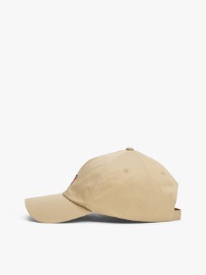 beige heritage logo baseball cap for men tommy jeans