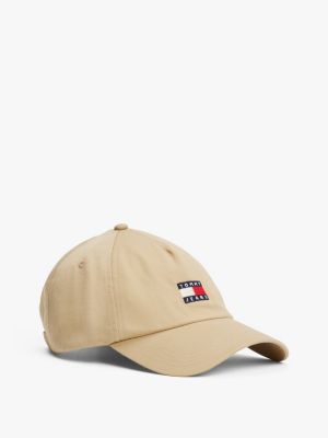 cappello da baseball heritage con distintivo beige da uomini tommy jeans