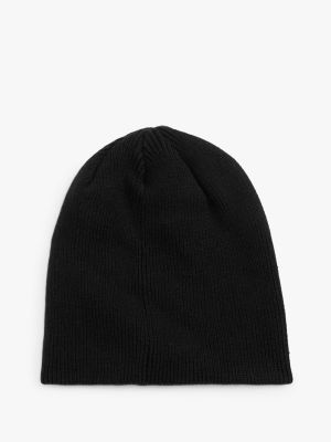 black heritage tonal logo beanie for men tommy jeans