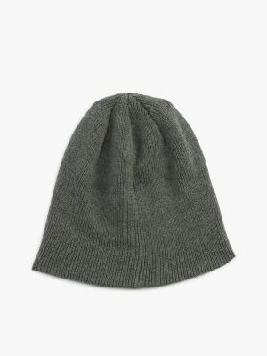 grey heritage tonal logo beanie for men tommy jeans