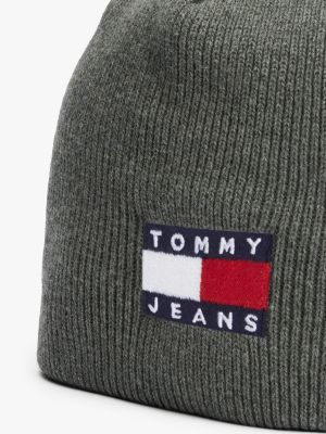 grey heritage tonal logo beanie for men tommy jeans