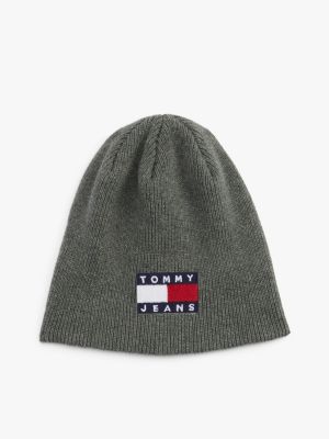 grey heritage tonal logo beanie for men tommy jeans