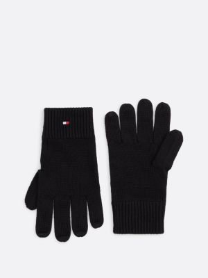 black beanie and gloves with cashmere set for men tommy hilfiger