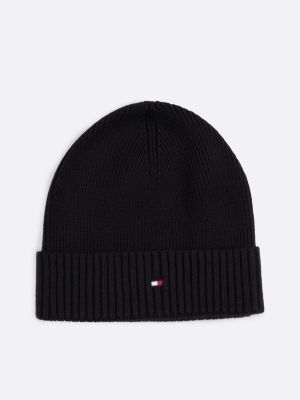 black beanie and gloves with cashmere set for men tommy hilfiger