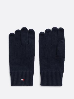 blue beanie and gloves with cashmere set for men tommy hilfiger