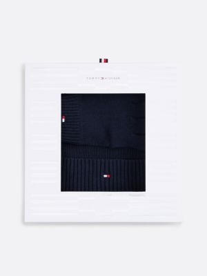 blau beanie und handschuhe mit kaschmir im set für herren - tommy hilfiger