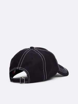 schwarz varsity baseball-cap mit kontrast-ziernähten für herren - tommy jeans