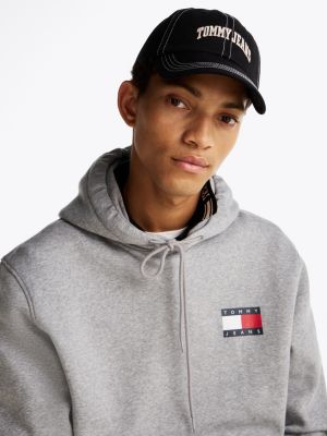 schwarz varsity baseball-cap mit kontrast-ziernähten für herren - tommy jeans