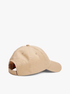 beige heritage logo embroidery baseball cap for men tommy jeans