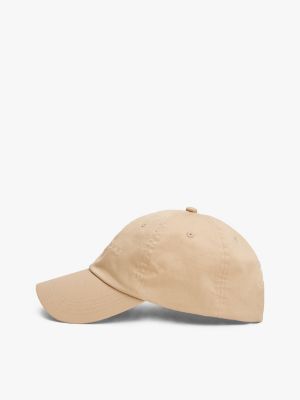 beige heritage logo embroidery baseball cap for men tommy jeans