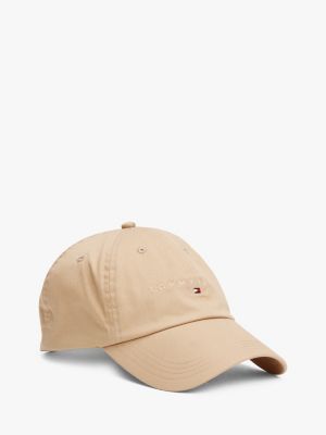 gorra de béisbol con logo bordado beige de hombres tommy jeans