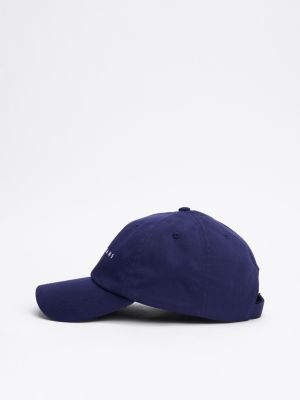 cappello da baseball con logo ricamato blu da uomini tommy jeans