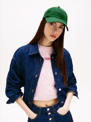 gorra de béisbol heritage con logo verde de hombres tommy jeans