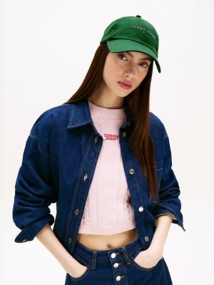 green logo embroidery baseball cap for men tommy jeans