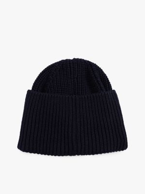 blau beanie mit logo-patch für herren - tommy jeans