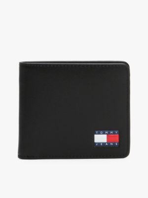 portefeuille heritage à deux volets black pour hommes tommy jeans