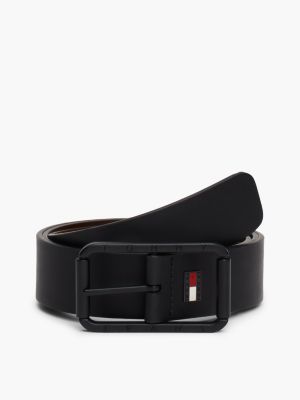 cinturón reversible tonal en piel negro de hombres tommy jeans